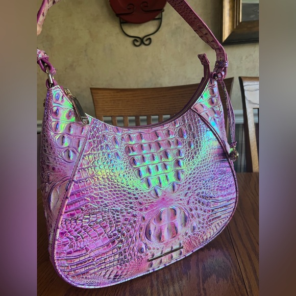 Brahmin Purple Iris Melbourne Crocodile-Embossed Shoulder Bag STUNNING ! NWT - Picture 1 of 13